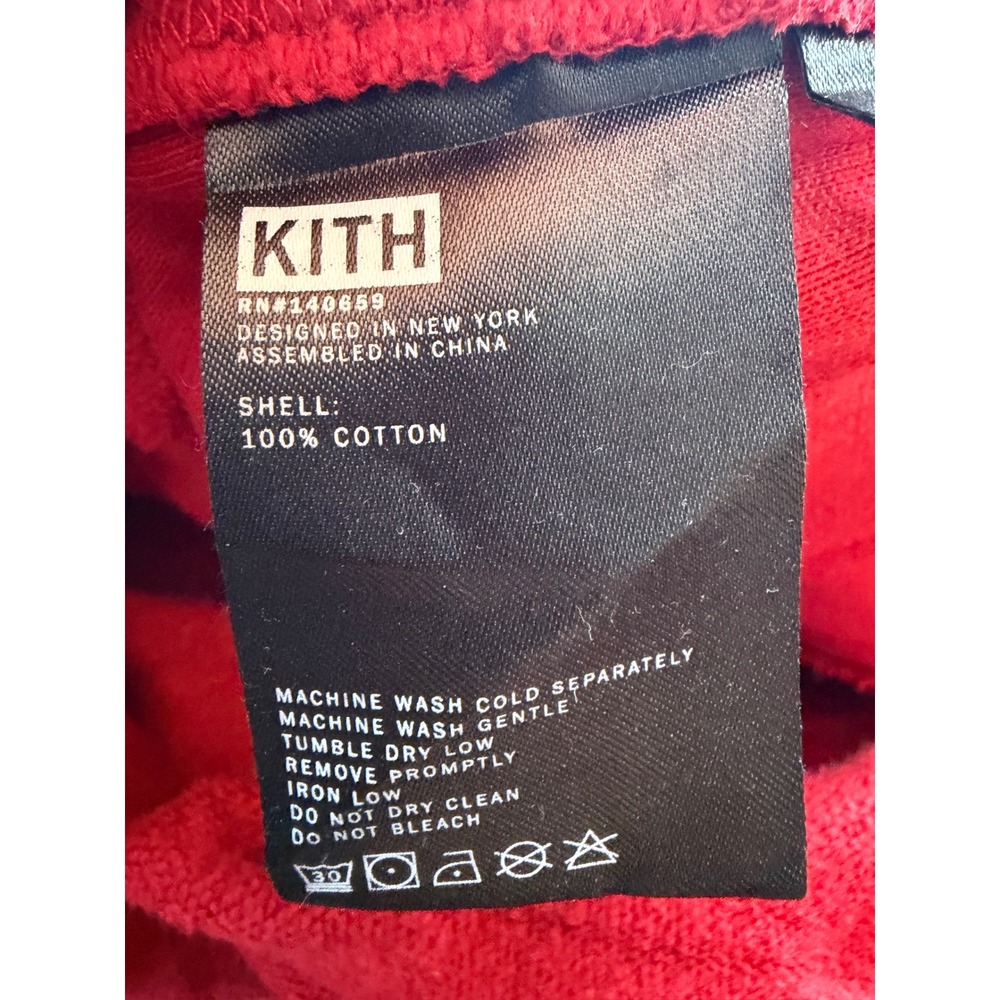 Kith Mens Red Navy Blue Colorblock Box Logo Hoodie Sweatshirt KH2398 Size L - Picture 3 of 4